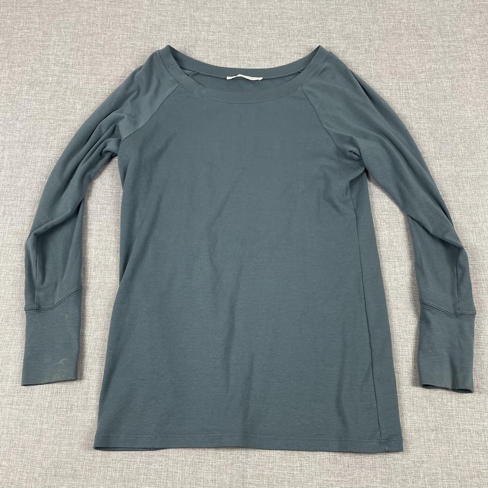 Peruvian Connection Shirt Womens XL Blue Boat Neck Long Sleeve Tunic Pima Button